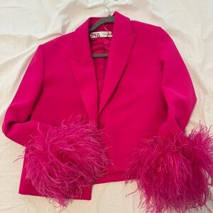 Pink Feather Detail Blazer